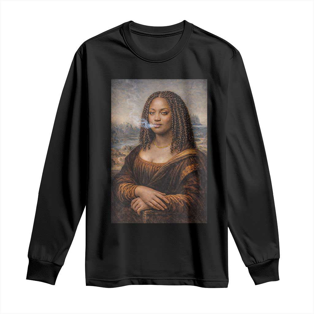 Funny Black Mona Lisa Long Sleeve Shirt African American Pride