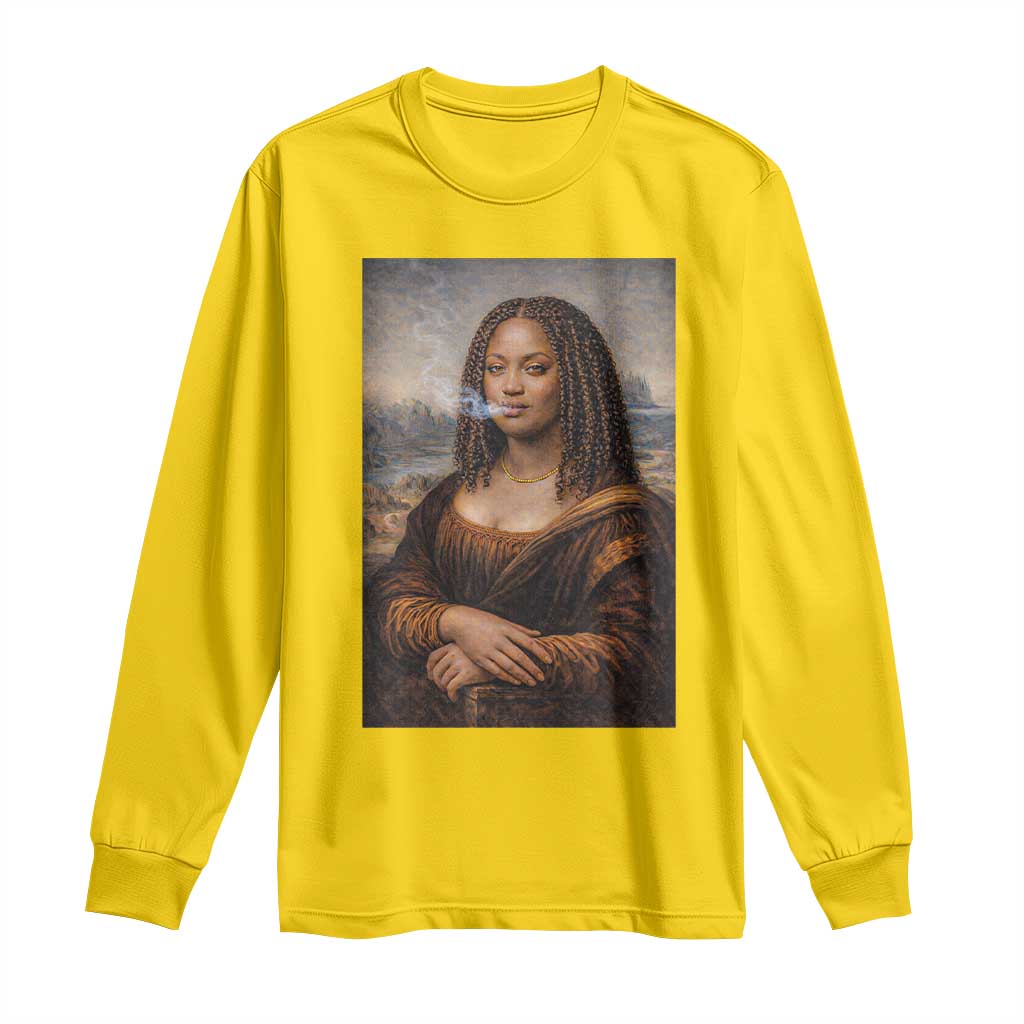 Funny Black Mona Lisa Long Sleeve Shirt African American Pride