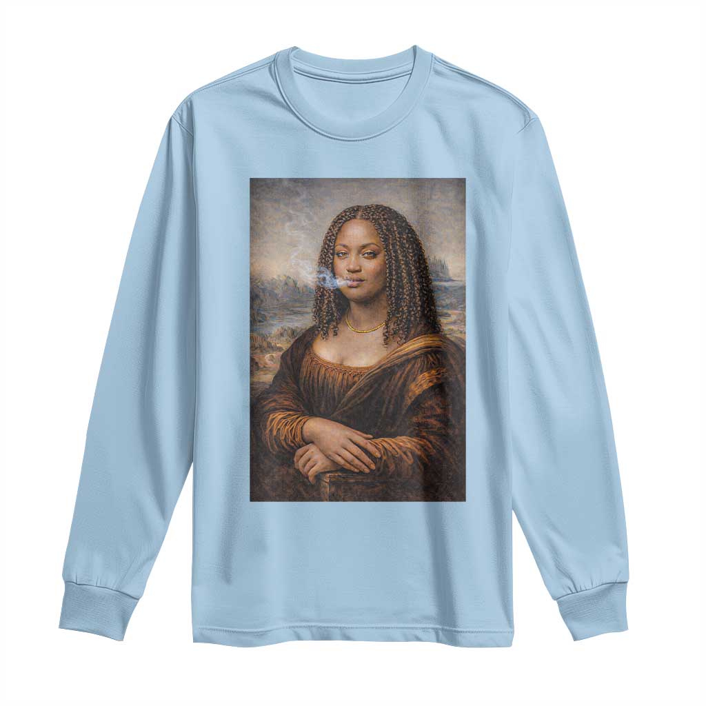 Funny Black Mona Lisa Long Sleeve Shirt African American Pride