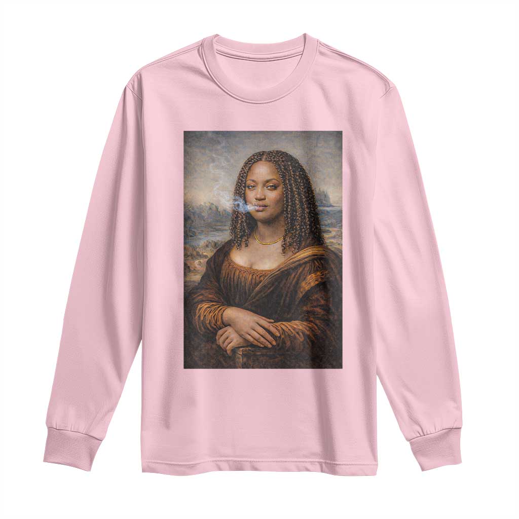 Funny Black Mona Lisa Long Sleeve Shirt African American Pride