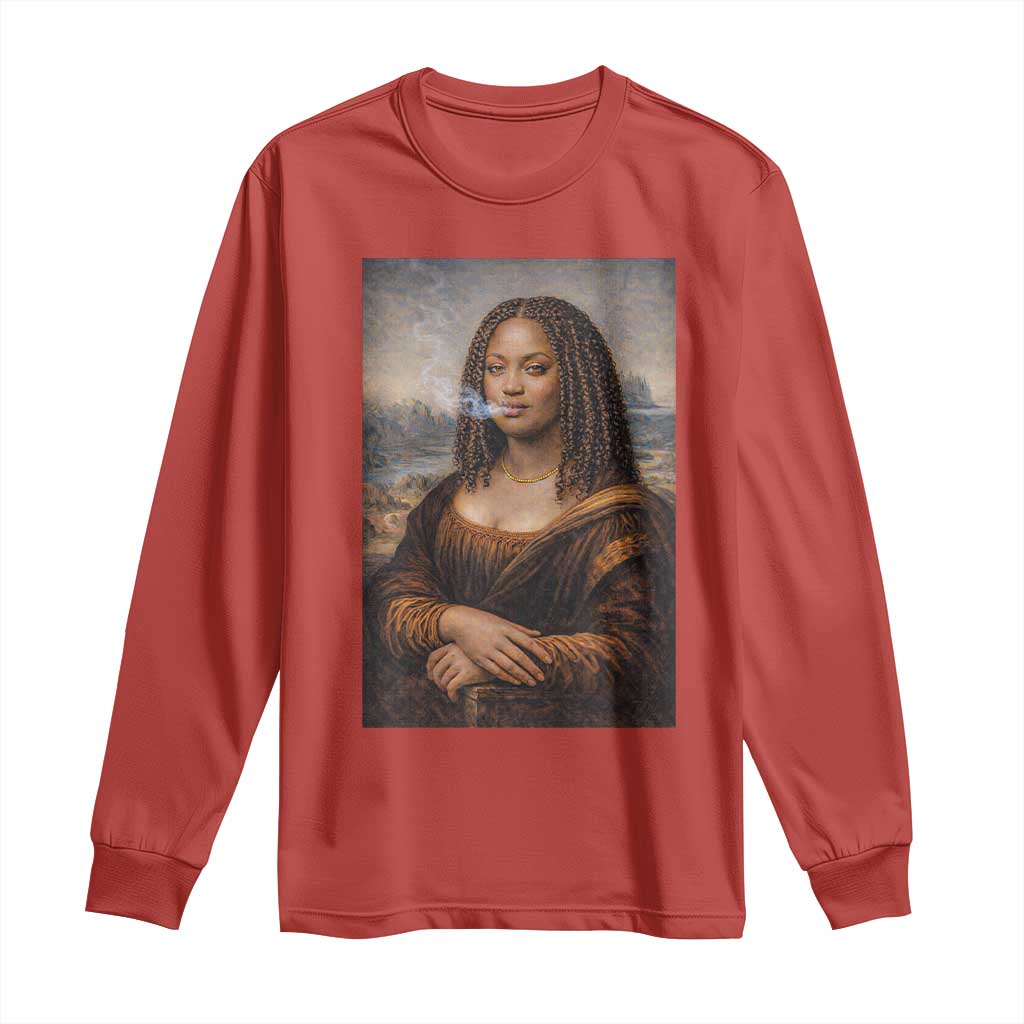 Funny Black Mona Lisa Long Sleeve Shirt African American Pride
