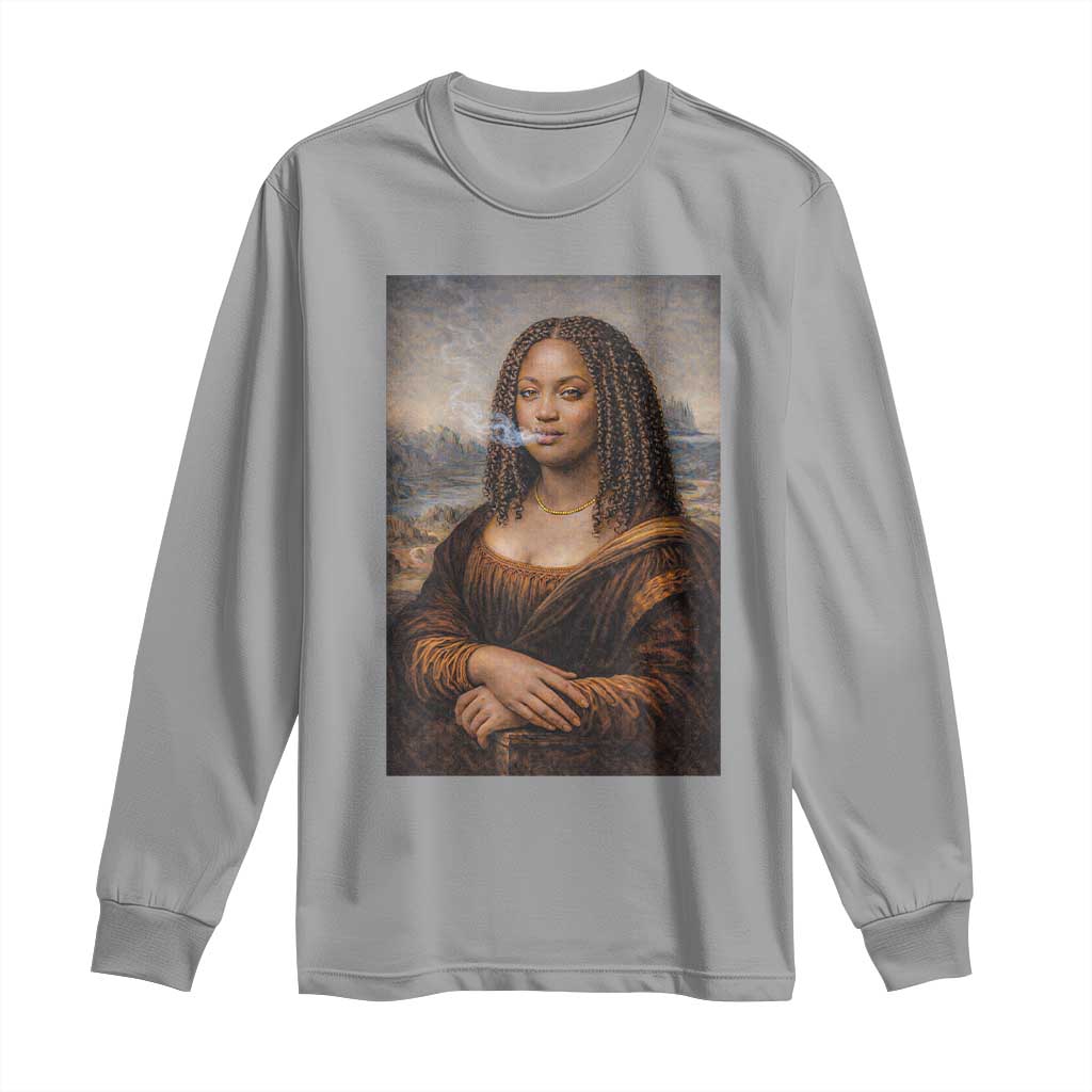 Funny Black Mona Lisa Long Sleeve Shirt African American Pride
