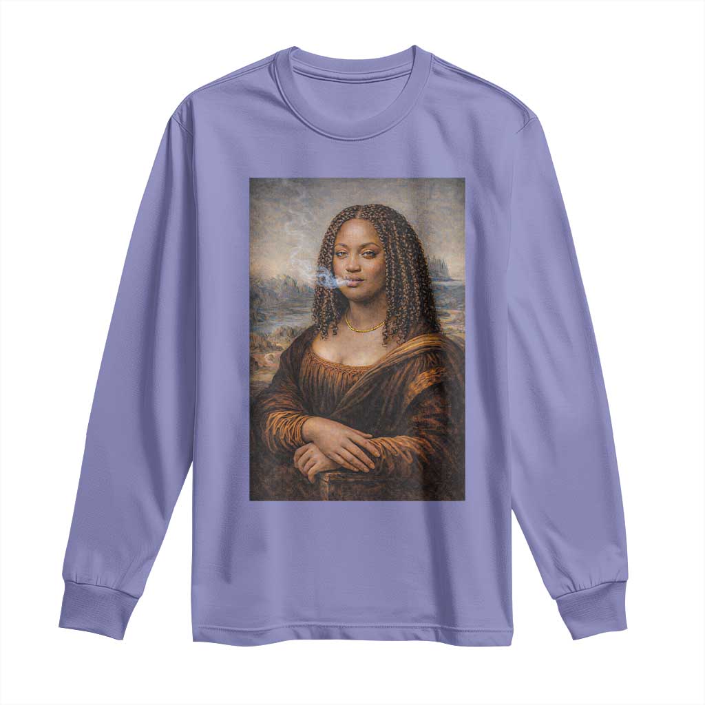 Funny Black Mona Lisa Long Sleeve Shirt African American Pride