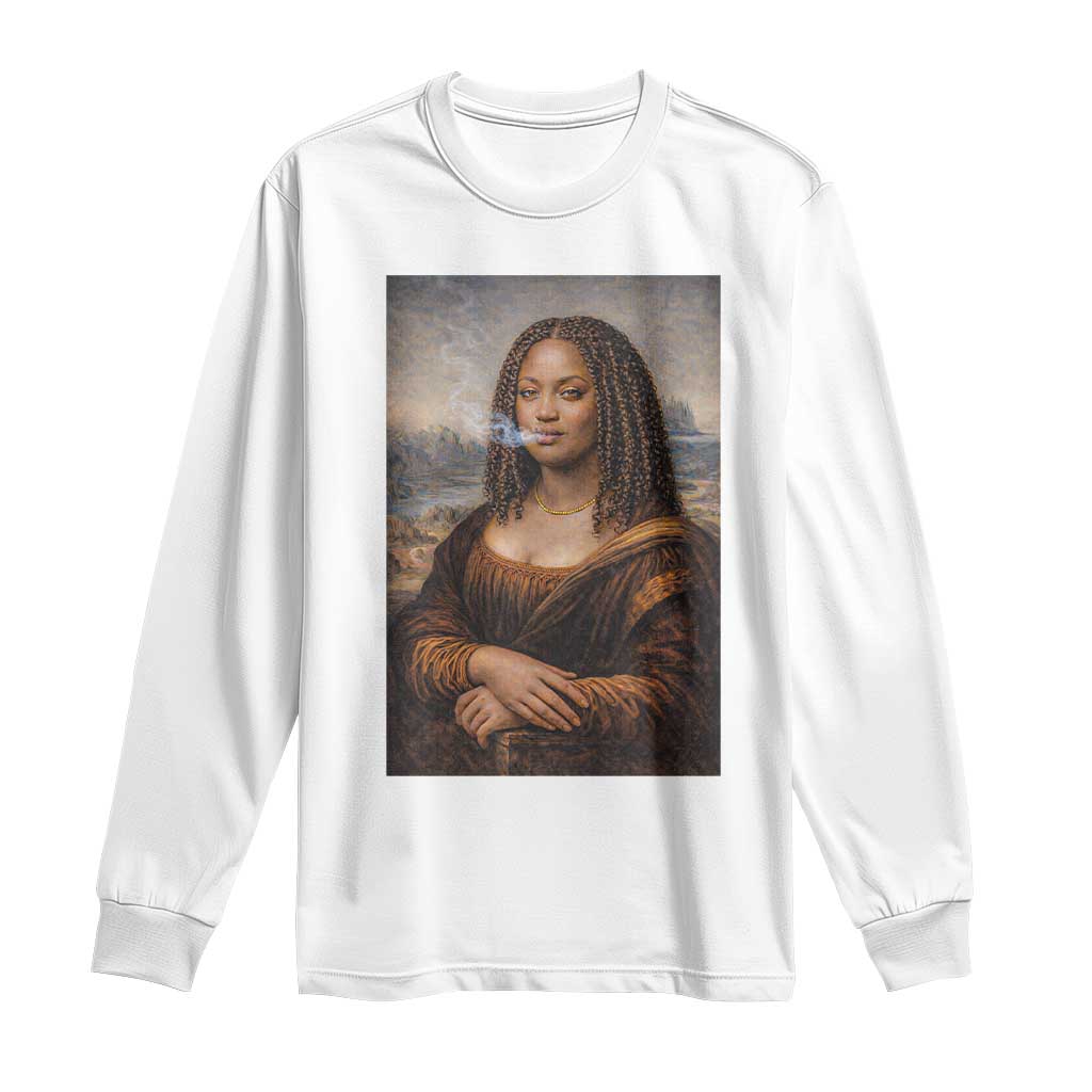 Funny Black Mona Lisa Long Sleeve Shirt African American Pride