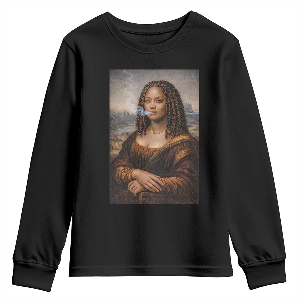 Funny Black Mona Lisa Youth Sweatshirt African American Pride