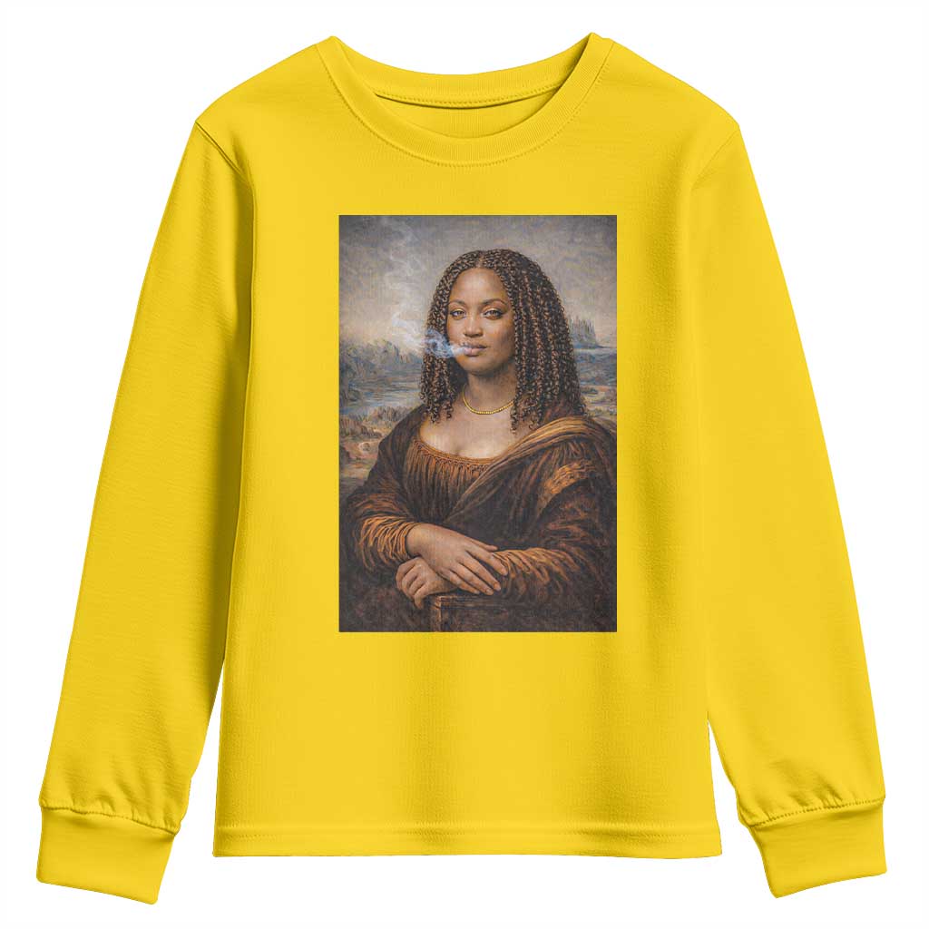 Funny Black Mona Lisa Youth Sweatshirt African American Pride