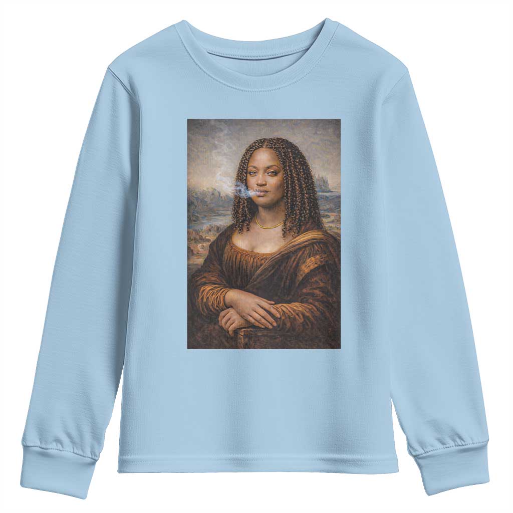 Funny Black Mona Lisa Youth Sweatshirt African American Pride