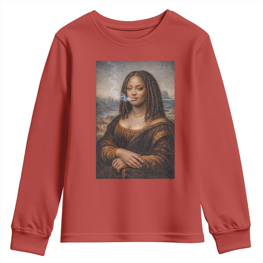 Funny Black Mona Lisa Youth Sweatshirt African American Pride