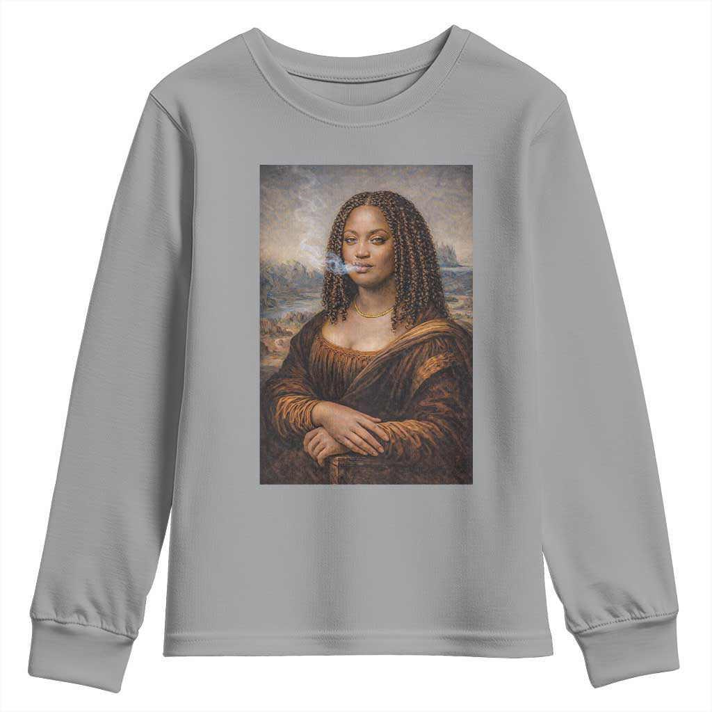 Funny Black Mona Lisa Youth Sweatshirt African American Pride