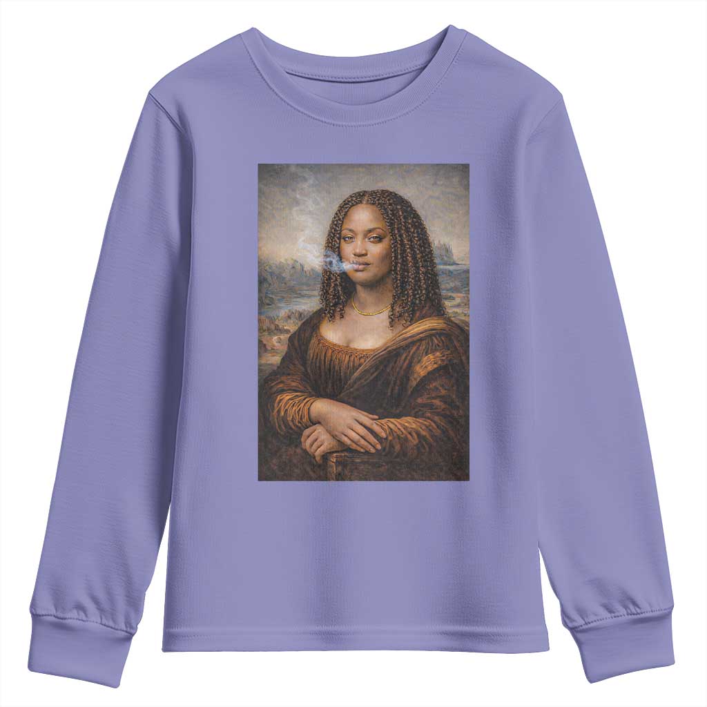 Funny Black Mona Lisa Youth Sweatshirt African American Pride