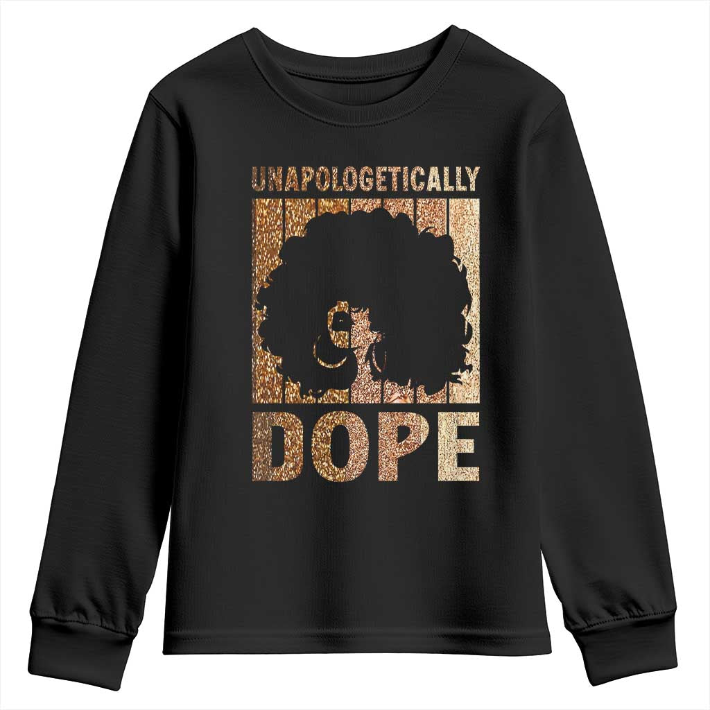 Melanin Queen Glitter Print Youth Sweatshirt Unapologetically Dope - African Pride