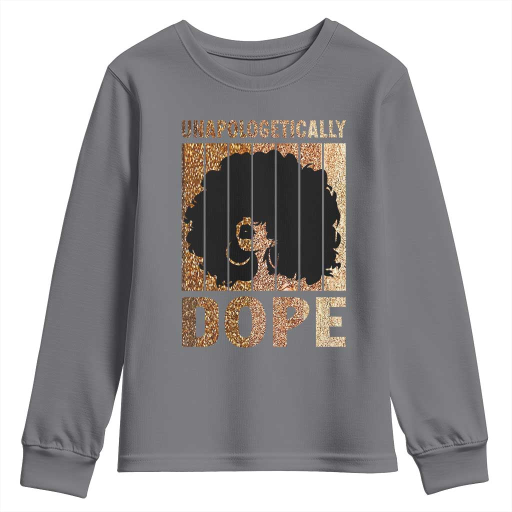 Melanin Queen Glitter Print Youth Sweatshirt Unapologetically Dope - African Pride