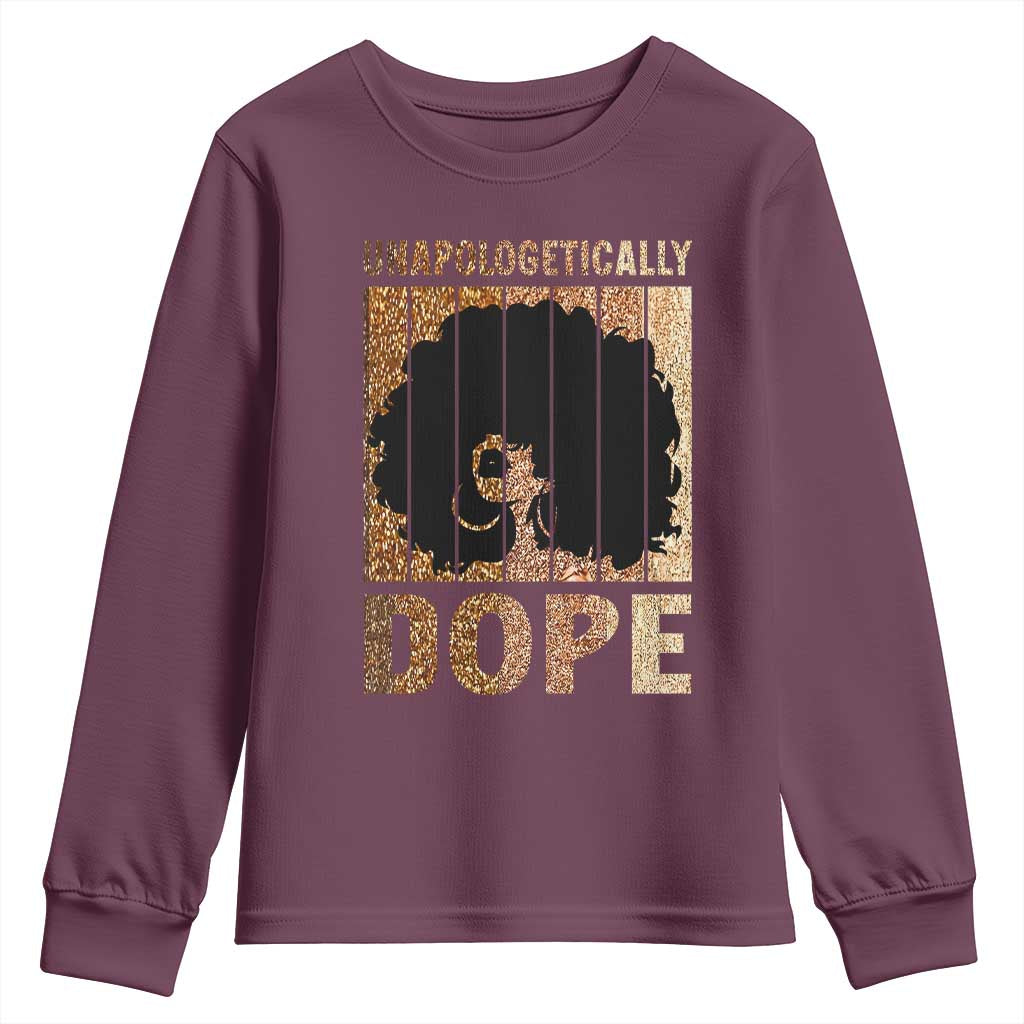 Melanin Queen Glitter Print Youth Sweatshirt Unapologetically Dope - African Pride