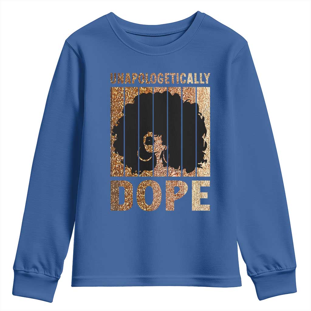 Melanin Queen Glitter Print Youth Sweatshirt Unapologetically Dope - African Pride