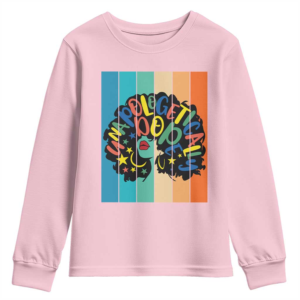 Black Girl Magic Pride Youth Sweatshirt Unapologetically Dope Retro Sunset - African Pride