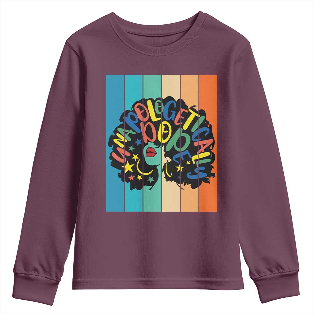 Black Girl Magic Pride Youth Sweatshirt Unapologetically Dope Retro Sunset - African Pride