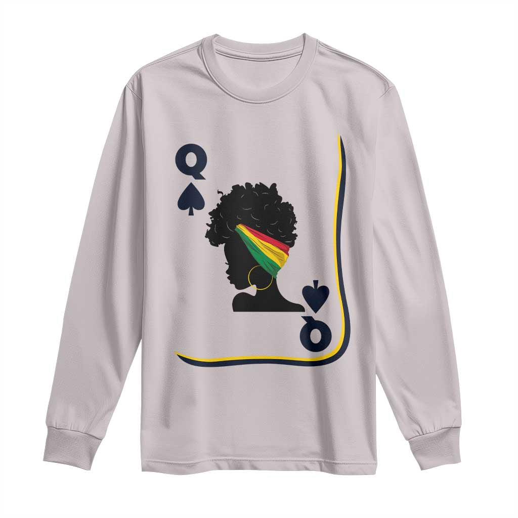 Black Woman Gift Long Sleeve Shirt Melanin Queen Card - African Pride