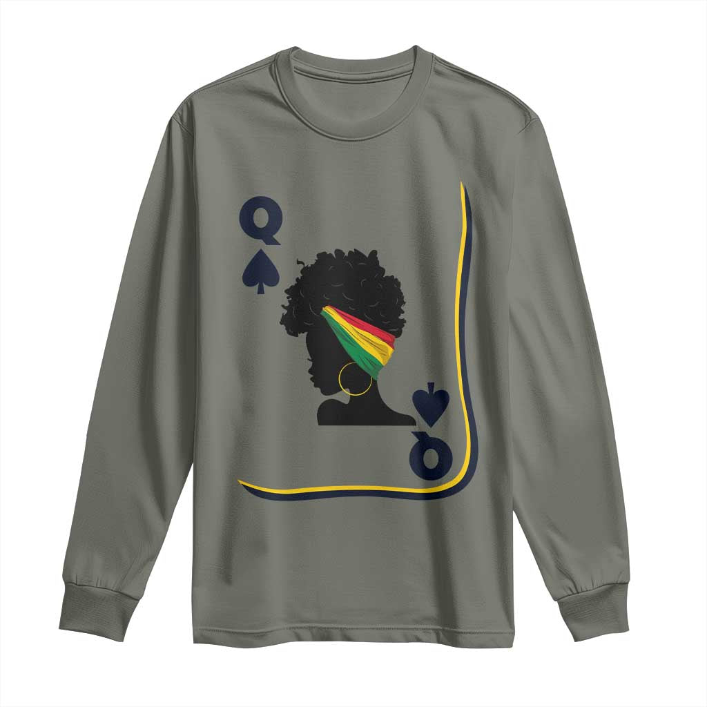Black Woman Gift Long Sleeve Shirt Melanin Queen Card - African Pride