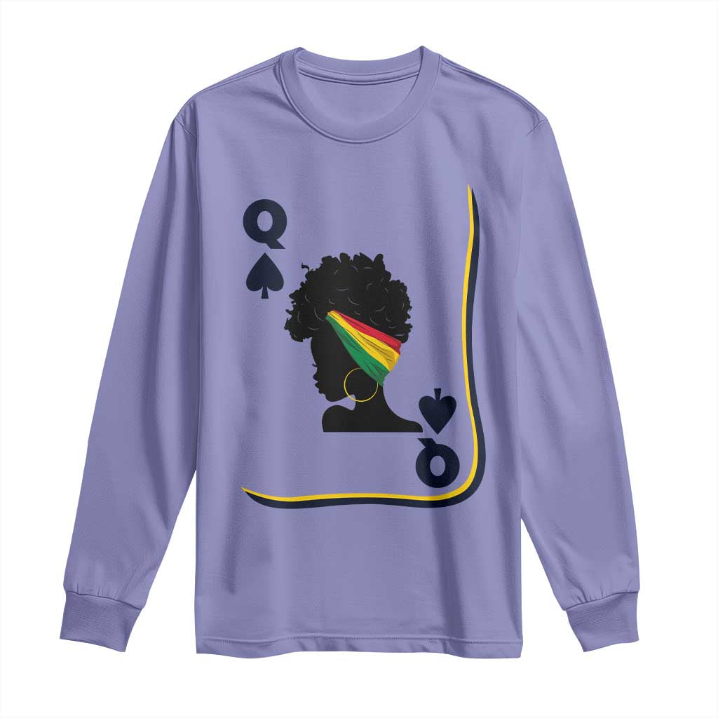 Black Woman Gift Long Sleeve Shirt Melanin Queen Card - African Pride