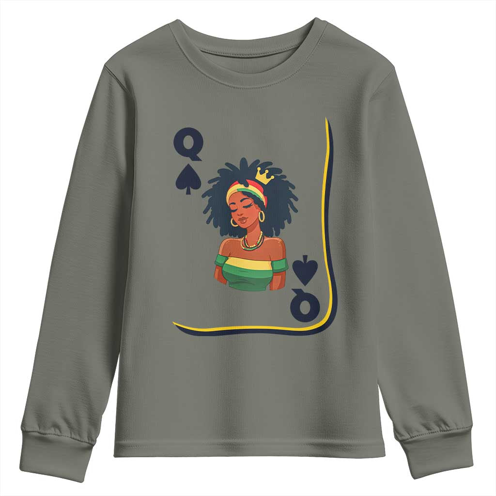 Queen Of Spades Black Girl Youth Sweatshirt African American Women Pride - African Pride