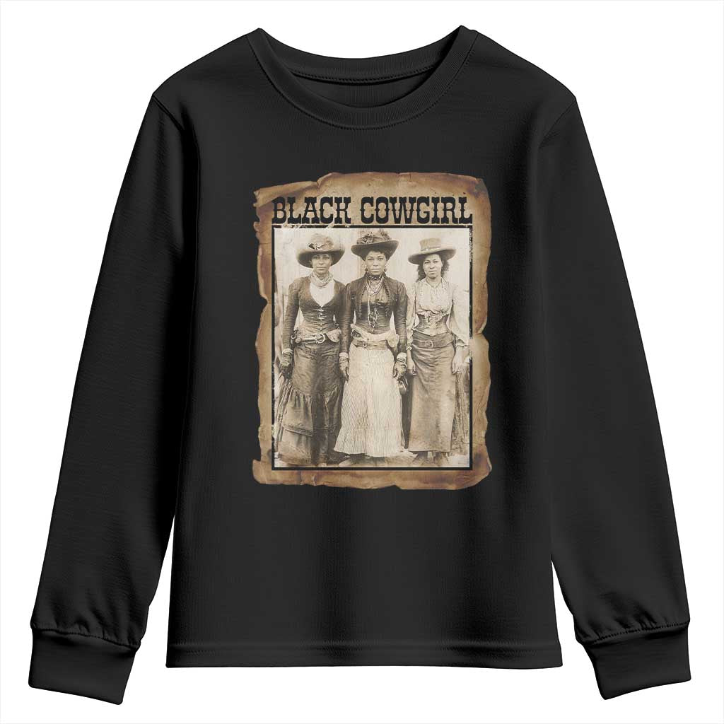 Black Cowgirl Pride Youth Sweatshirt Western Black History Month Gift - African Pride