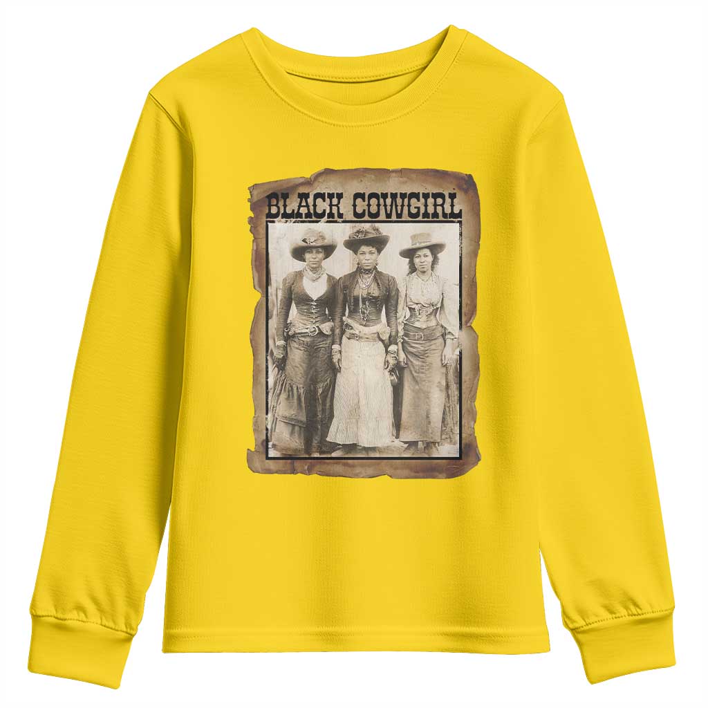 Black Cowgirl Pride Youth Sweatshirt Western Black History Month Gift - African Pride