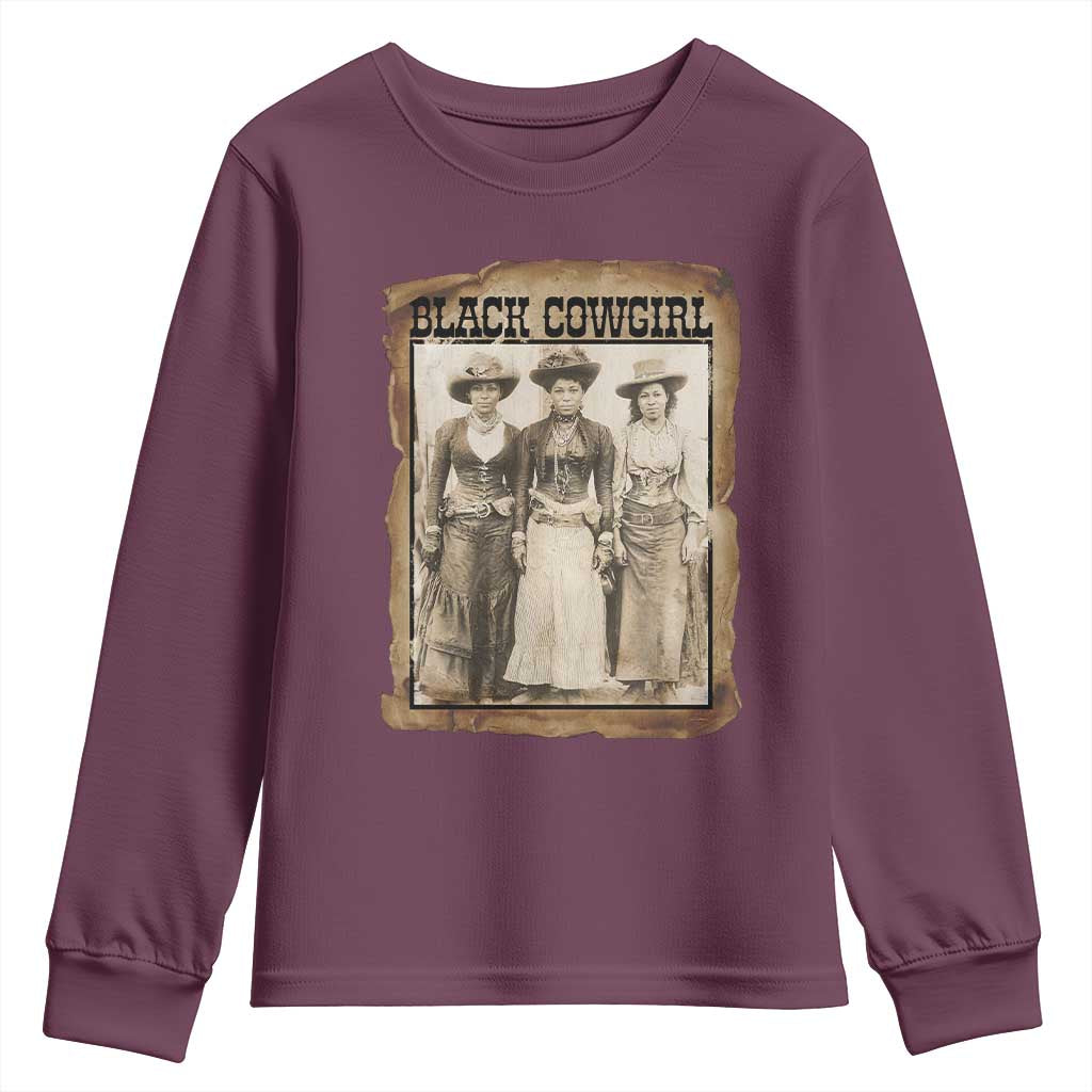 Black Cowgirl Pride Youth Sweatshirt Western Black History Month Gift - African Pride
