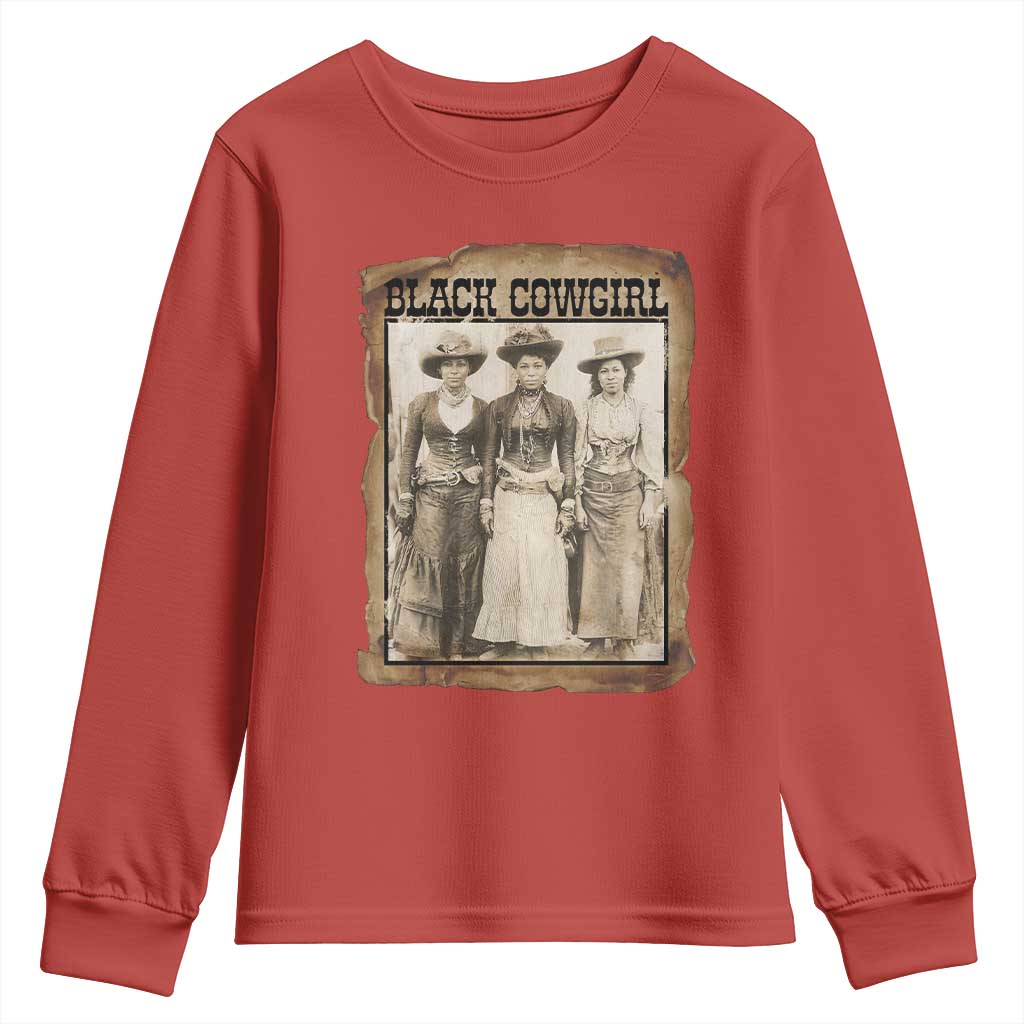Black Cowgirl Pride Youth Sweatshirt Western Black History Month Gift - African Pride