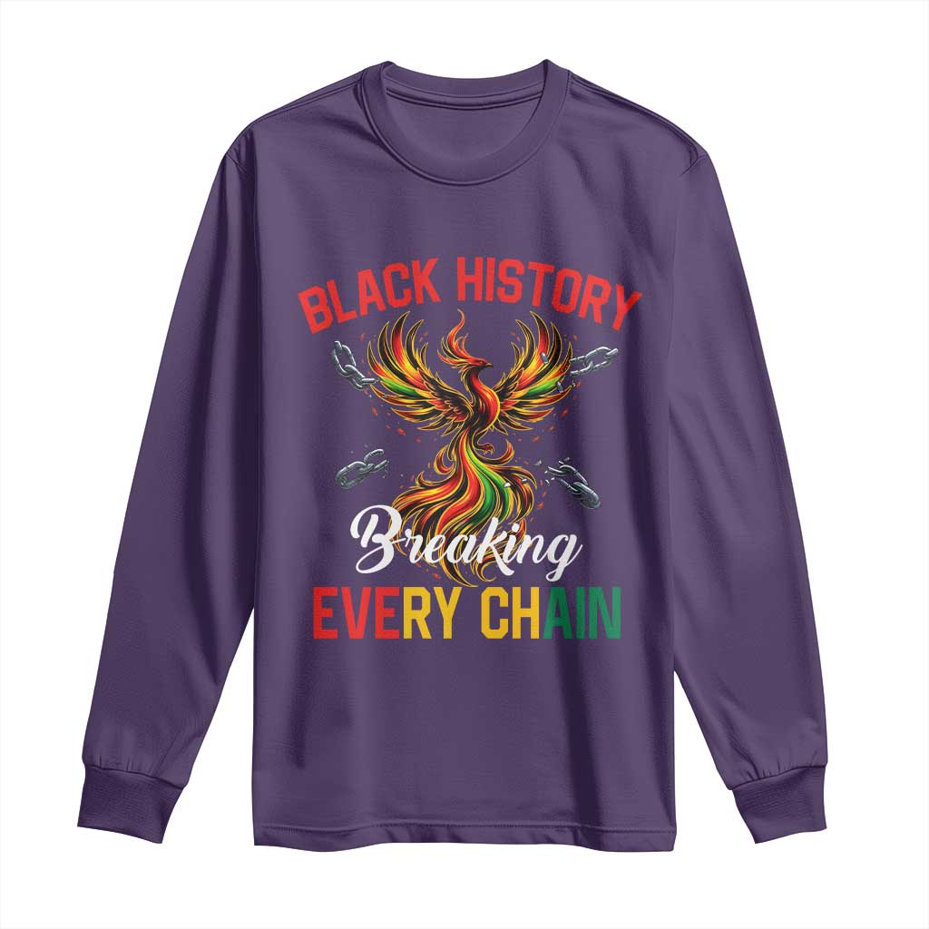 Phoenix Rising Breaking Every Chain Long Sleeve Shirt Black History Month Freedom Gift - African Pride
