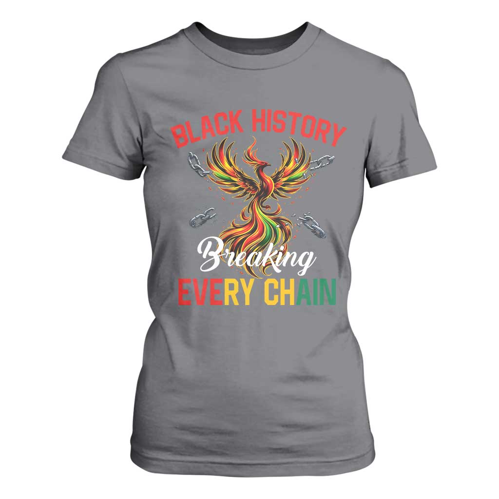 Phoenix Rising Breaking Every Chain T Shirt For Women Black History Month Freedom Gift - African Pride