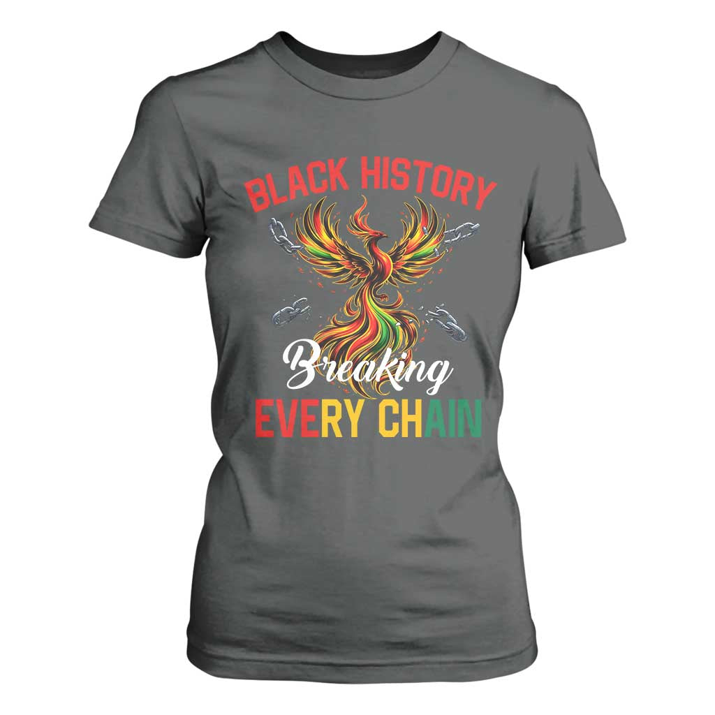 Phoenix Rising Breaking Every Chain T Shirt For Women Black History Month Freedom Gift - African Pride