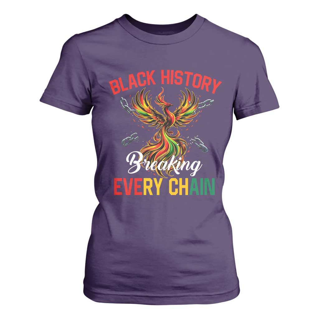 Phoenix Rising Breaking Every Chain T Shirt For Women Black History Month Freedom Gift - African Pride
