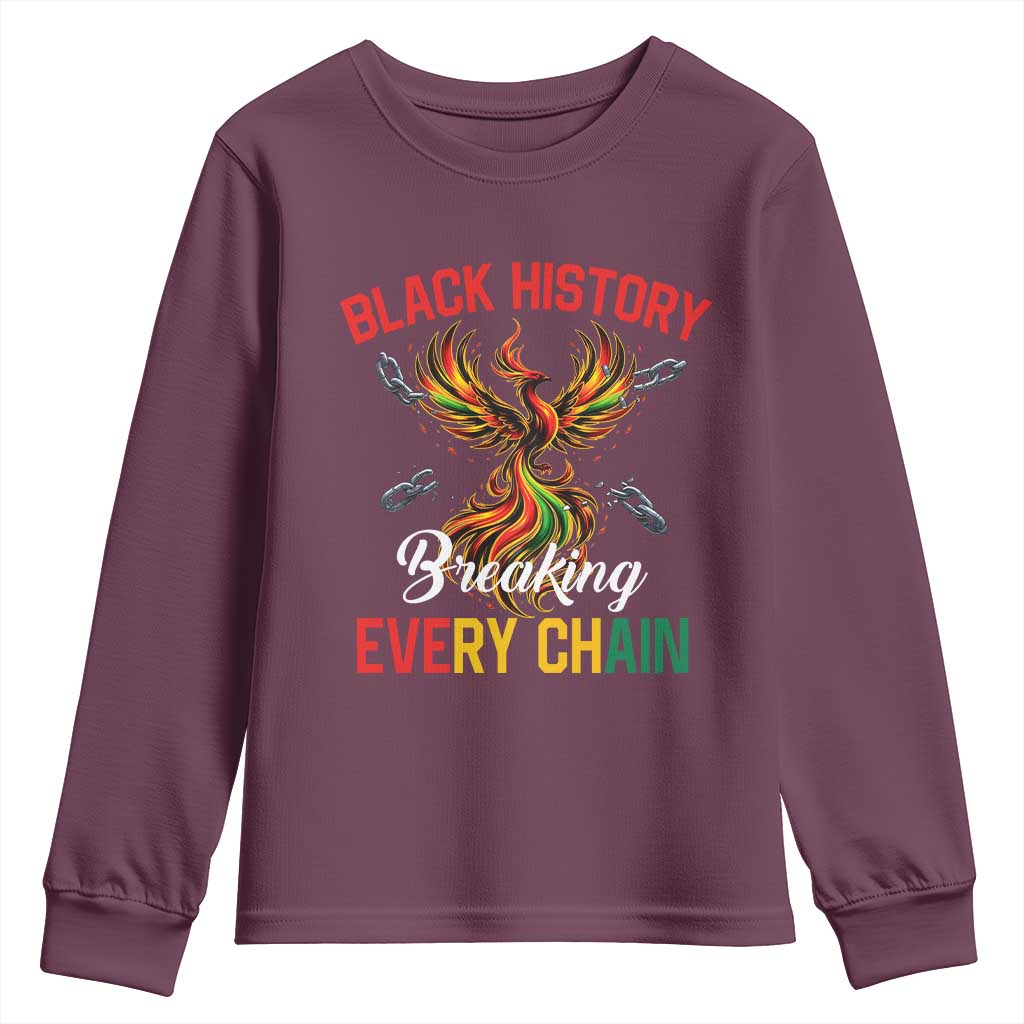 Phoenix Rising Breaking Every Chain Youth Sweatshirt Black History Month Freedom Gift - African Pride