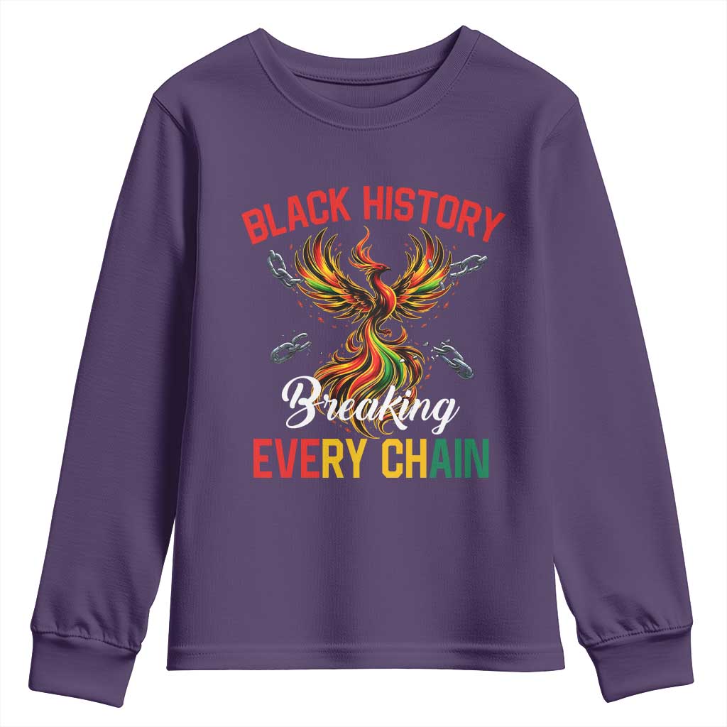 Phoenix Rising Breaking Every Chain Youth Sweatshirt Black History Month Freedom Gift - African Pride