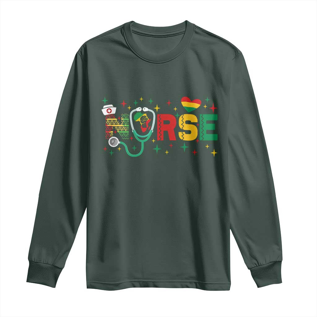 Proud Black Nurse Long Sleeve Shirt Black History Month Gift - African Pride