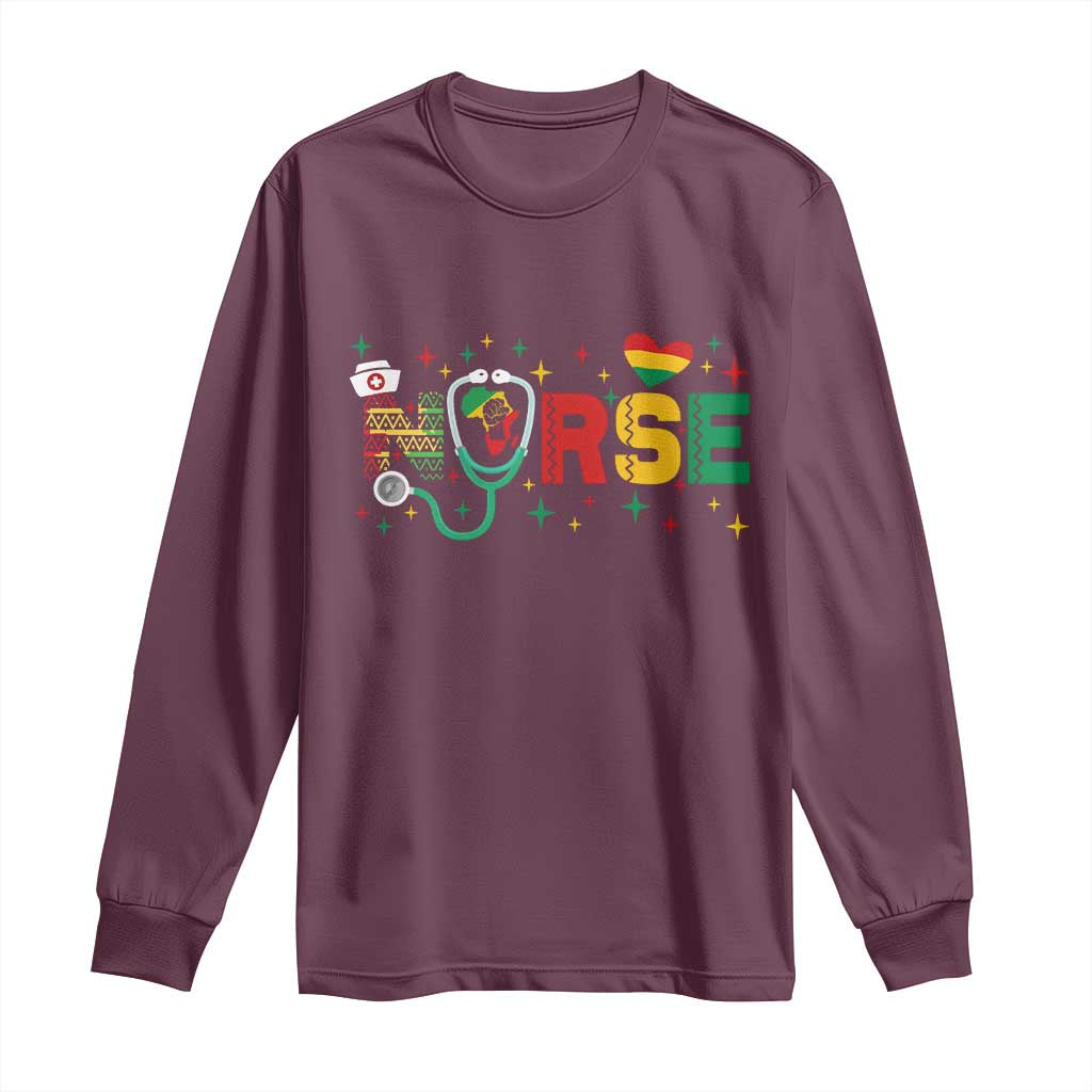 Proud Black Nurse Long Sleeve Shirt Black History Month Gift - African Pride