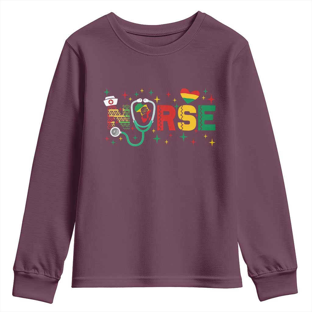 Proud Black Nurse Youth Sweatshirt Black History Month Gift - African Pride