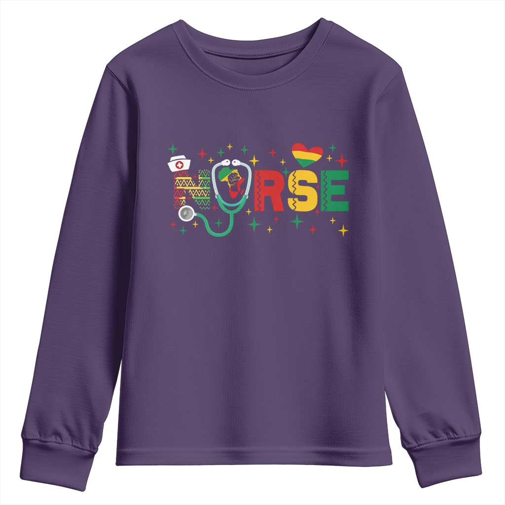 Proud Black Nurse Youth Sweatshirt Black History Month Gift - African Pride