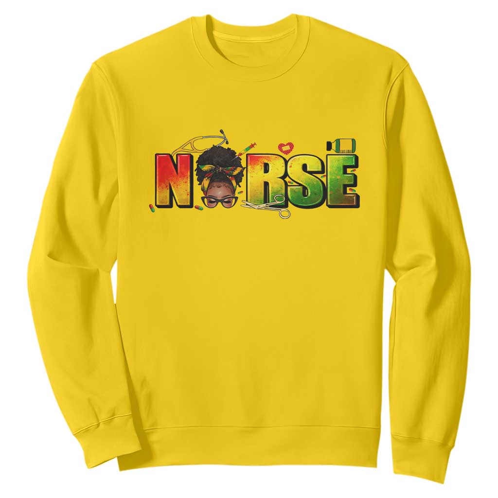 Proud Black Nurse Sweatshirt Black History Month Healthcare Gift - African Pride
