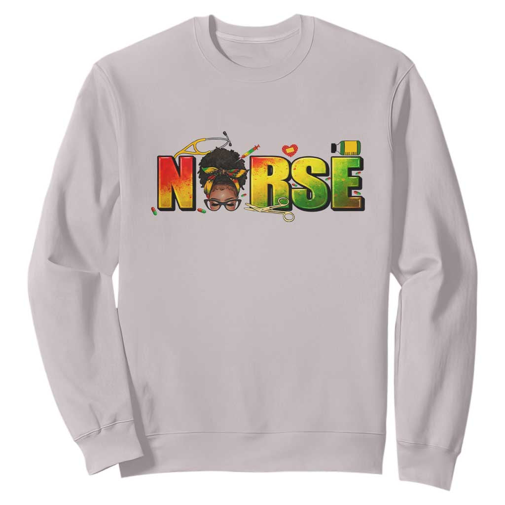 Proud Black Nurse Sweatshirt Black History Month Healthcare Gift - African Pride