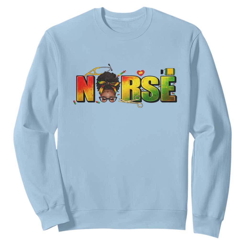 Proud Black Nurse Sweatshirt Black History Month Healthcare Gift - African Pride