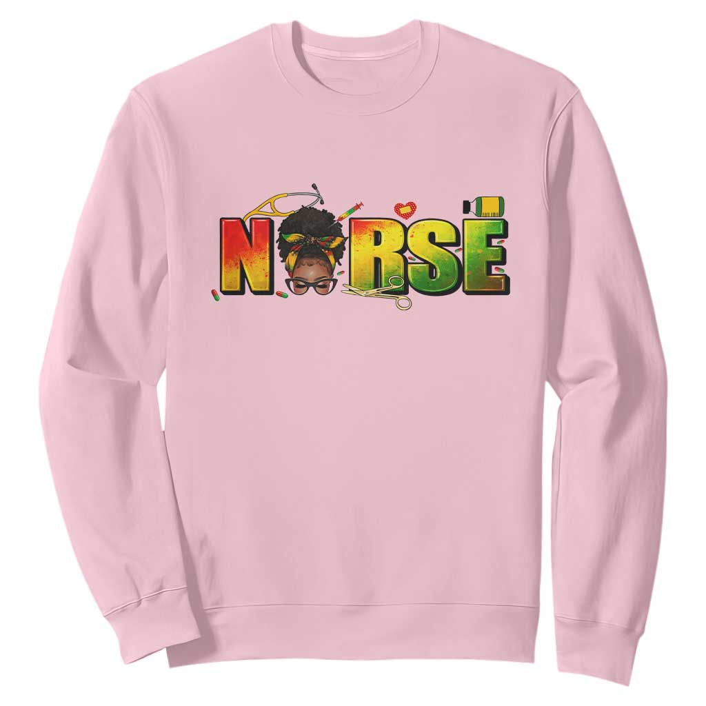 Proud Black Nurse Sweatshirt Black History Month Healthcare Gift - African Pride