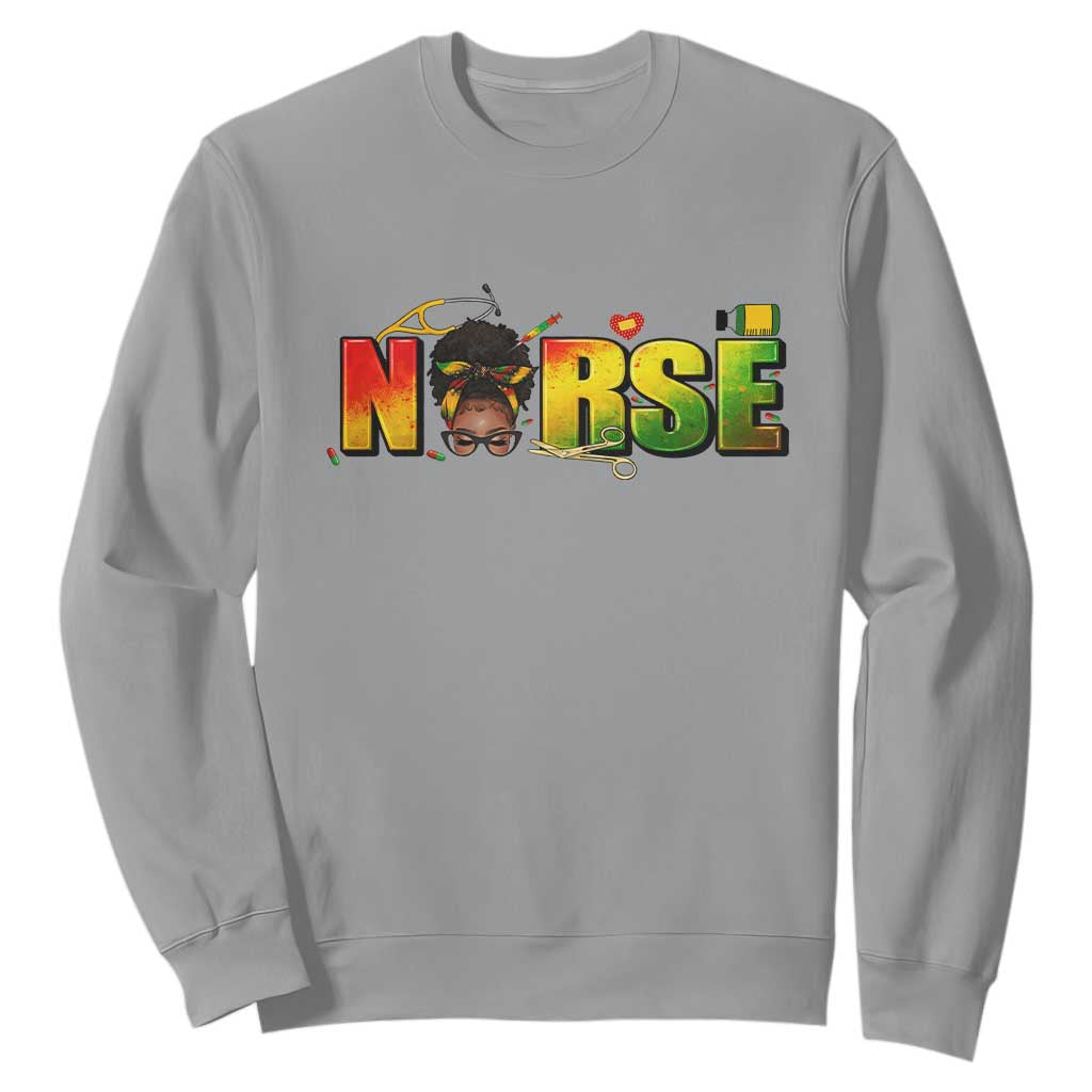 Proud Black Nurse Sweatshirt Black History Month Healthcare Gift - African Pride