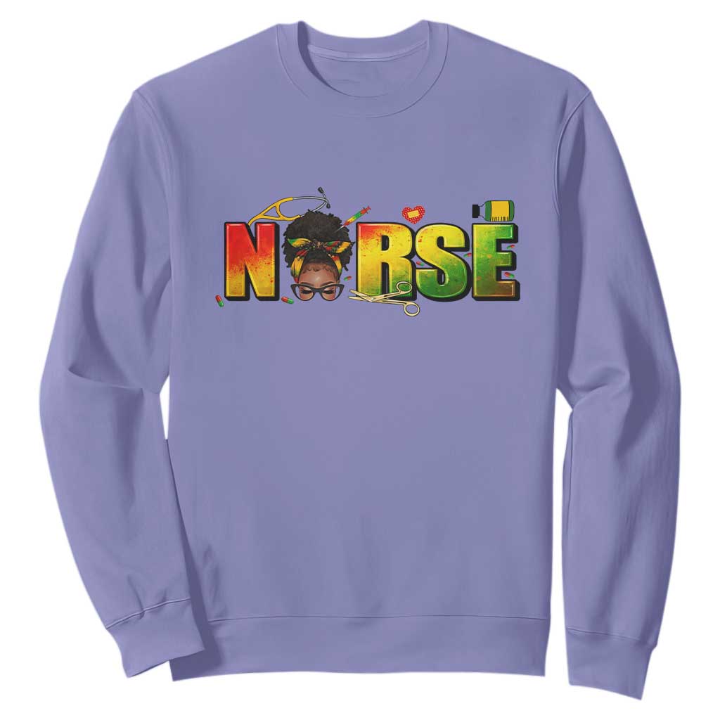 Proud Black Nurse Sweatshirt Black History Month Healthcare Gift - African Pride