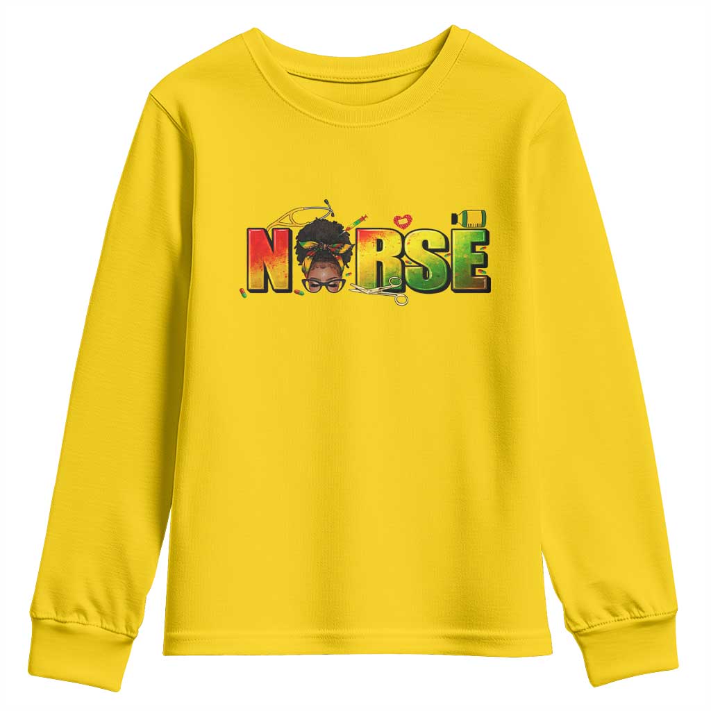 Proud Black Nurse Youth Sweatshirt Black History Month Healthcare Gift - African Pride