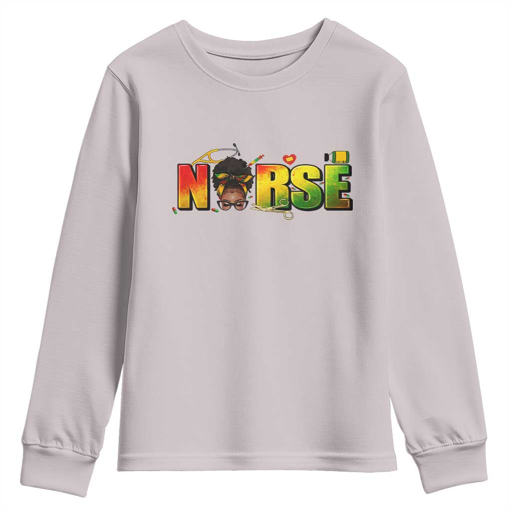 Proud Black Nurse Youth Sweatshirt Black History Month Healthcare Gift - African Pride