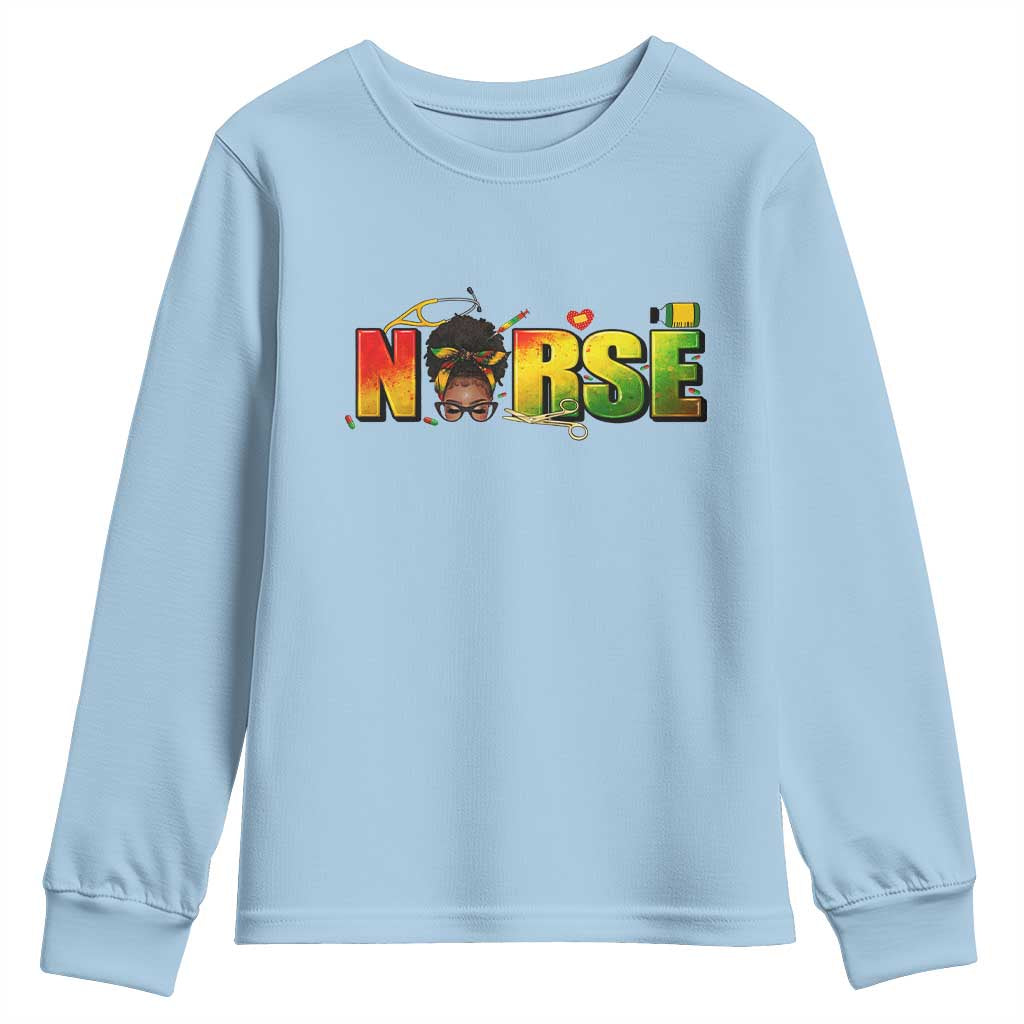 Proud Black Nurse Youth Sweatshirt Black History Month Healthcare Gift - African Pride