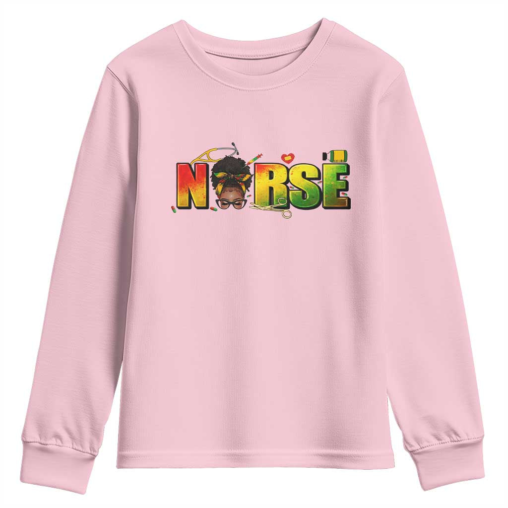 Proud Black Nurse Youth Sweatshirt Black History Month Healthcare Gift - African Pride