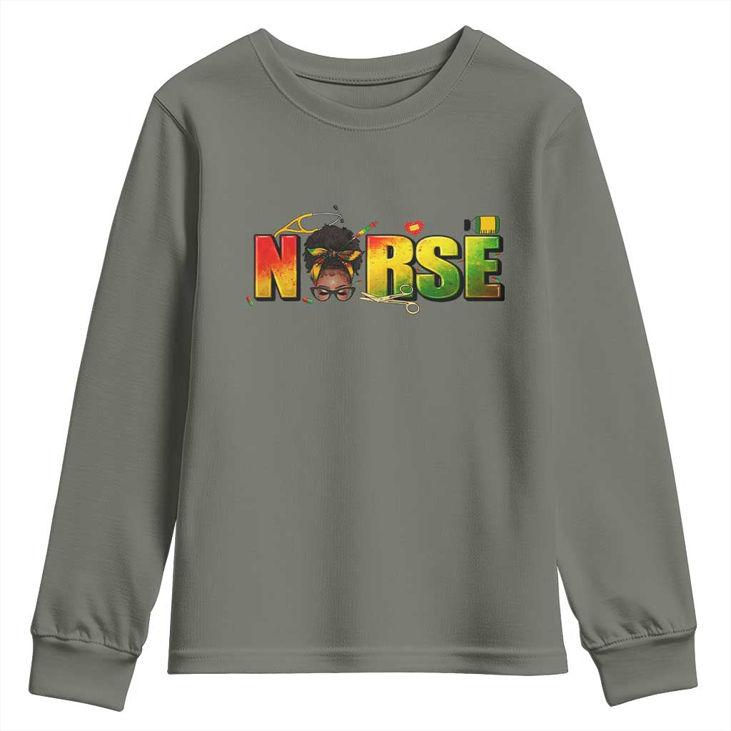 Proud Black Nurse Youth Sweatshirt Black History Month Healthcare Gift - African Pride
