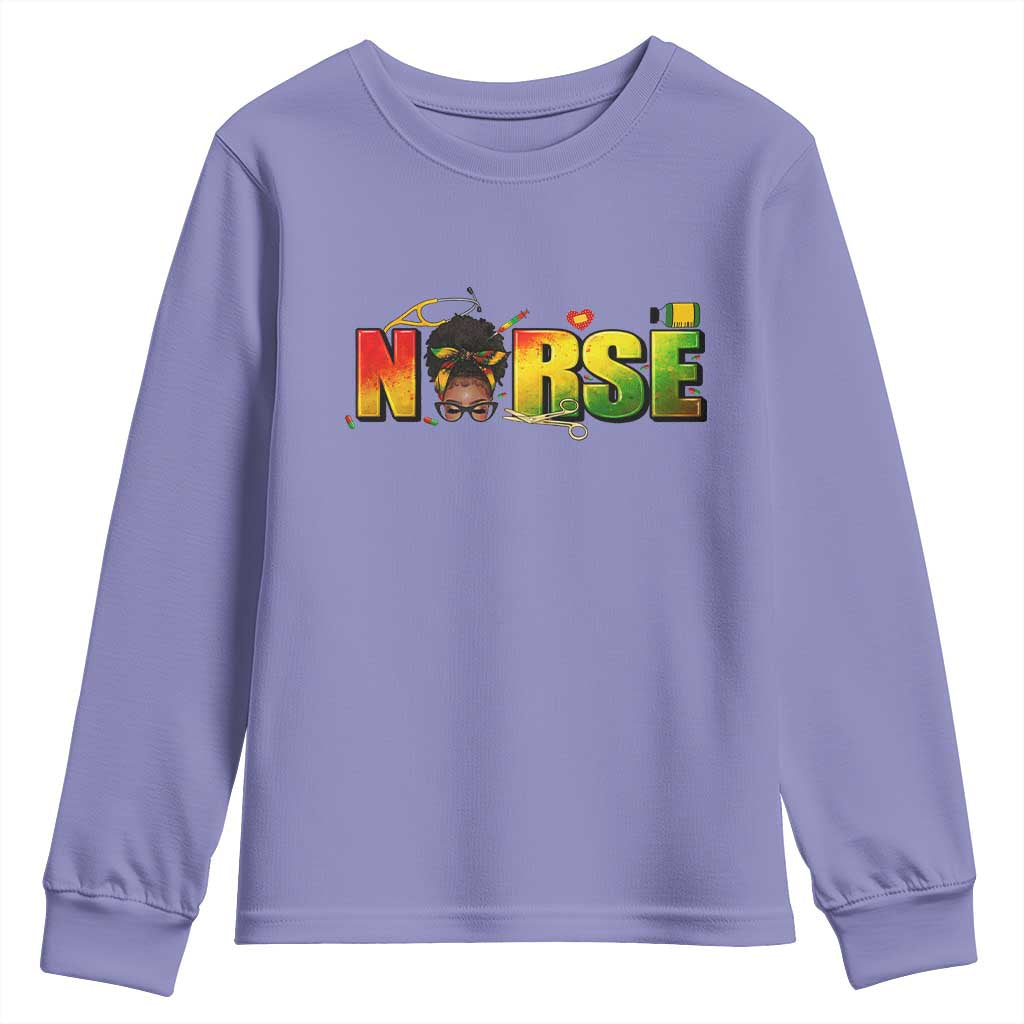 Proud Black Nurse Youth Sweatshirt Black History Month Healthcare Gift - African Pride